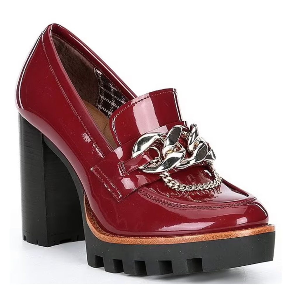 Antonio Melani Palmer Lug Sole Chain Detail Platform Loafer Pumps